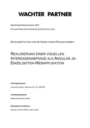 Deckblatt der Projektdokumentation von Johannes Kreiner