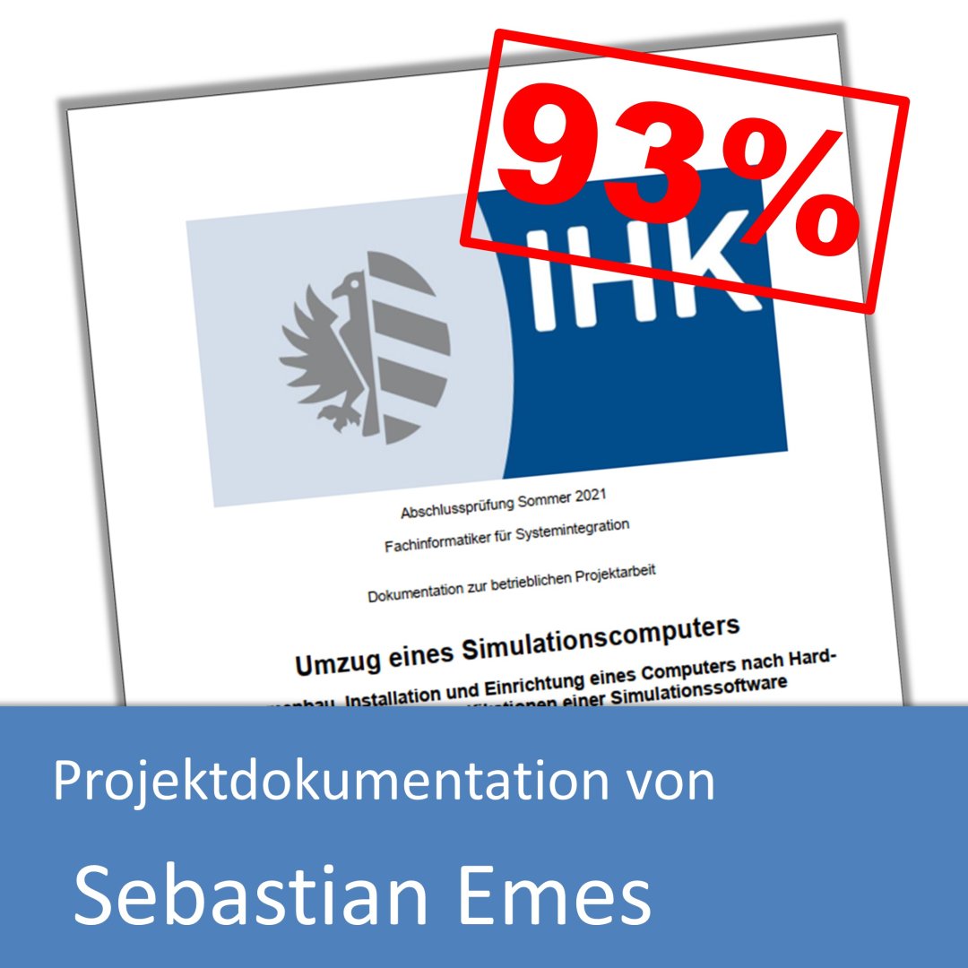 Projektdokumentation von Sebastian Emes (mit 93% bewertet) inkl. Projektantrag