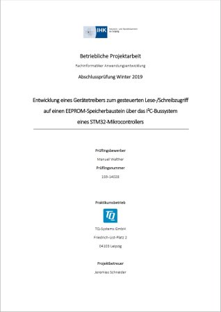Deckblatt der Projektdokumentation von Manuel Walther