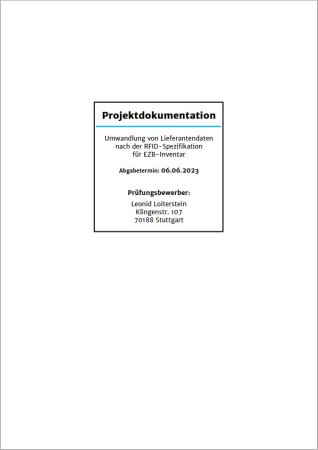 Deckblatt der Projektdokumentation von Leonid Loiterstein