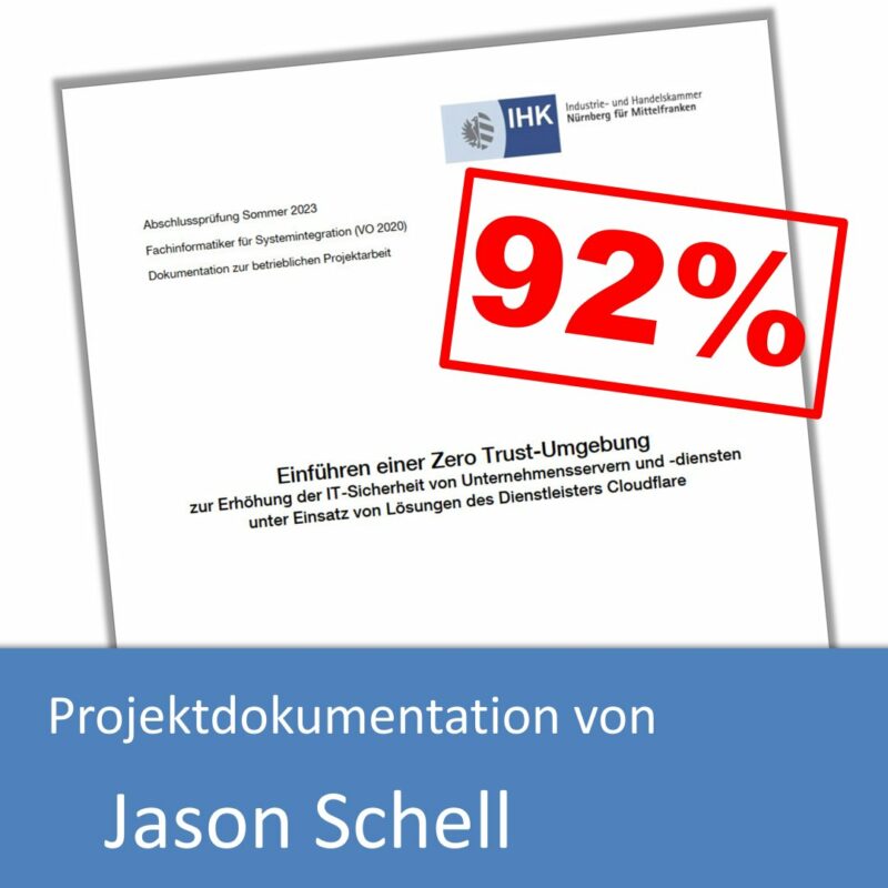 Projektdokumentation von Jason Schell (mit 92% bewertet)